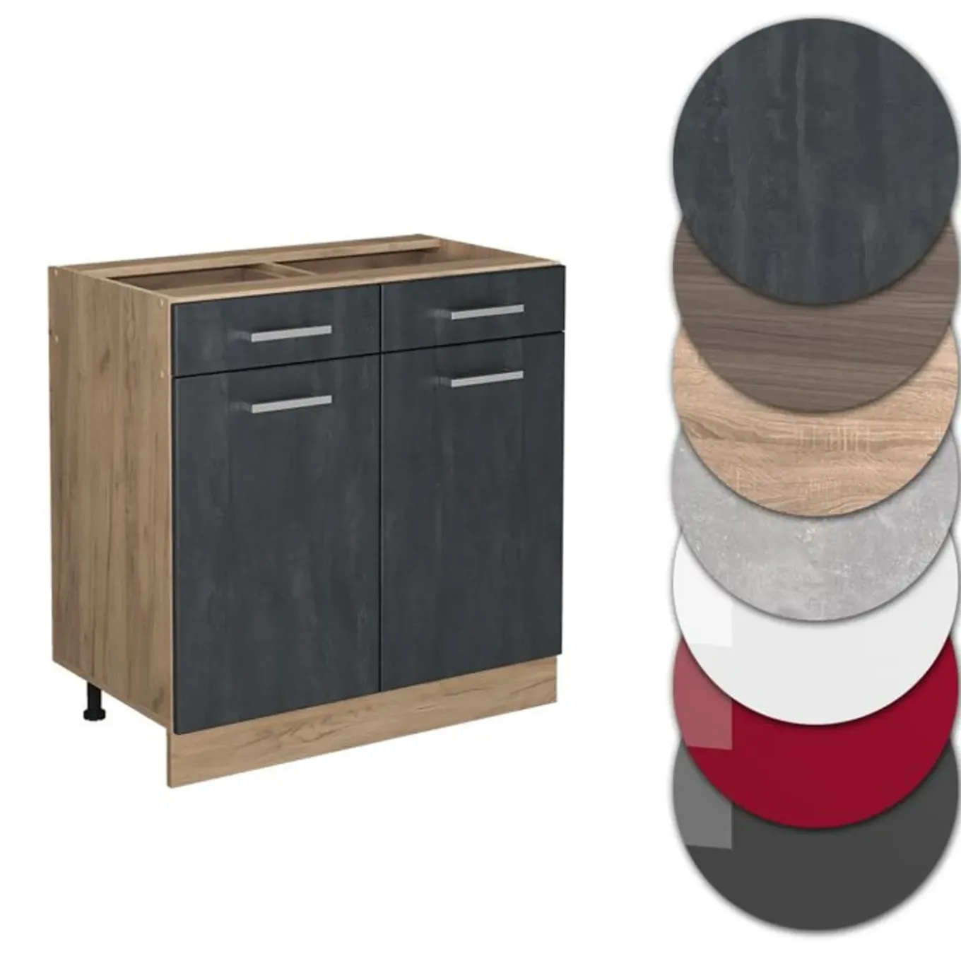 Vicco - Keukenkast Onder - Modern Met 2 Lades En Verstelbare Poten - 80 Cm