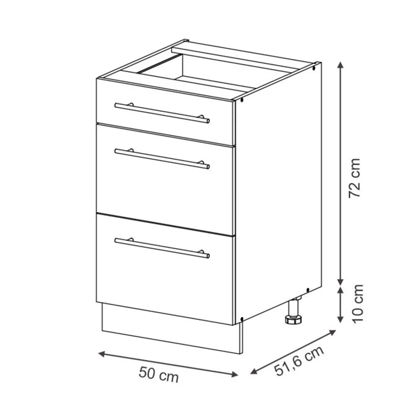 VICCO - Keukenonderkast Met Lades - Donkerblauw Glanzend - 50 Cm