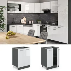 VICCO - Keukenonderkast - Wit Hoogglans En Antraciet - 60 Cm