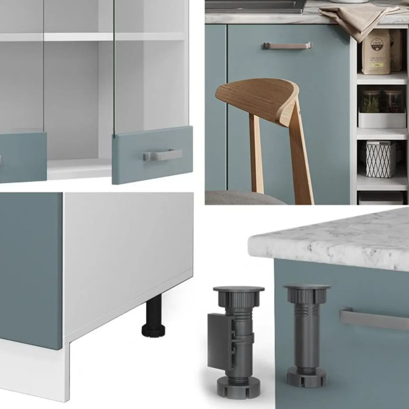 VICCO - Keuken R-line - Blauwgrijs/wit - Antraciet Werkblad - 160 X 82 X 60 Cm