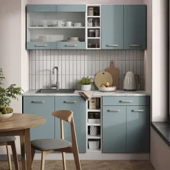 VICCO - Keuken R-line - Blauwgrijs/wit - Antraciet Werkblad - 160 X 82 X 60 Cm