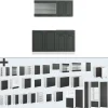 VICCO - Keuken R-line 140 Cm - Antraciet/wit - Marmeren Werkblad, Modulair