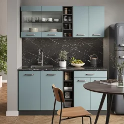 Vicco - Keuken R-line 160 Cm - Blauwgrijs/antraciet - Panelen 16 Mm, Moduleerbaar