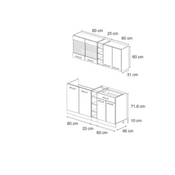Vicco - Keuken R-line 160 Cm - Blauwgrijs/antraciet - Panelen 16 Mm, Moduleerbaar