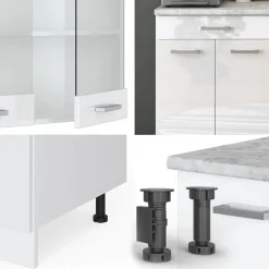 Vicco - Keuken R-line 140 Cm - Hoogglans Wit - Werkblad Gouden Eik
