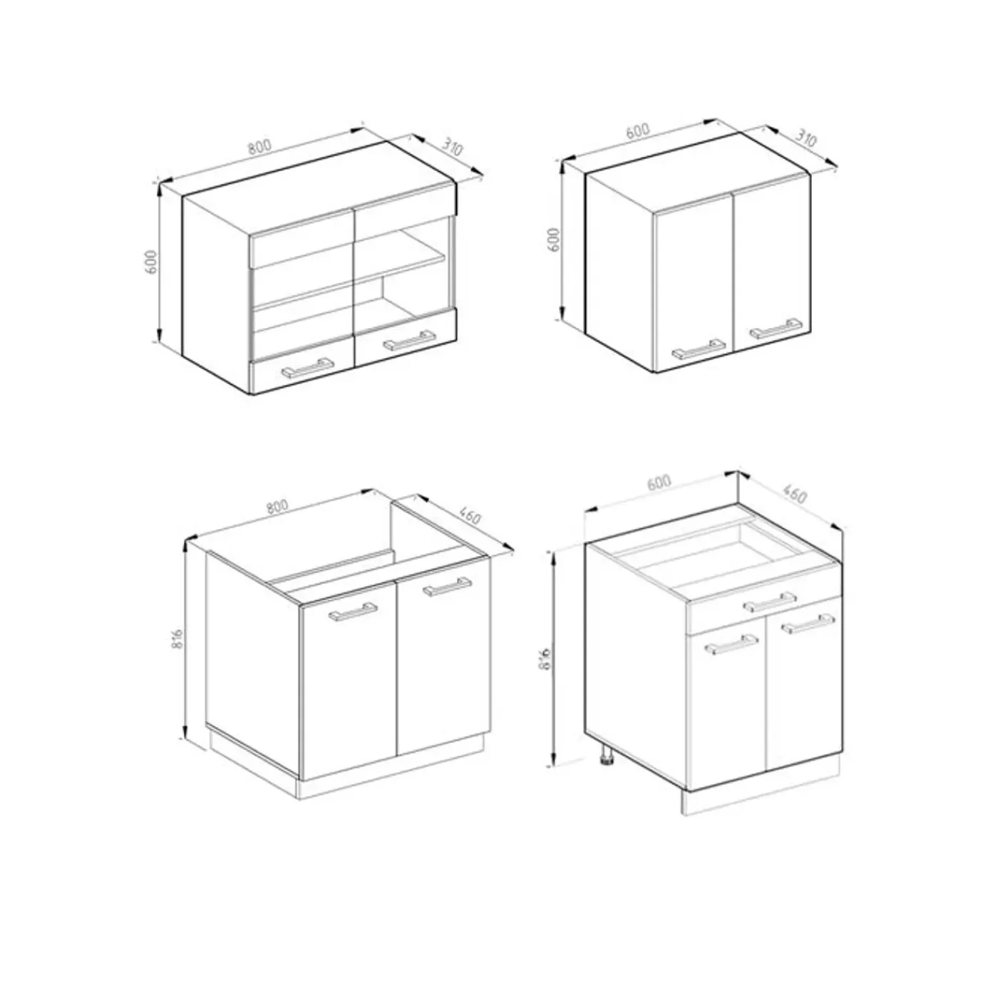 VICCO - Keuken R-line 140 Cm - Hoogglans Wit - Goud Eiken, Werkblad Antraciet