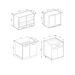 VICCO - Keuken R-line 140 Cm - Hoogglans Wit - Werkblad Wit Marmer