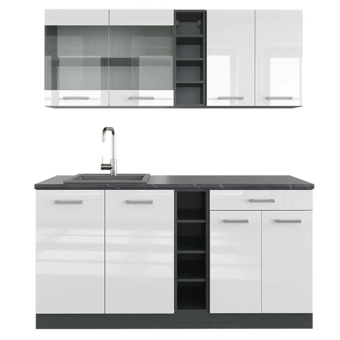 Vicco - Keuken R-line - Hoogglans Wit - Antraciet, 160 Cm