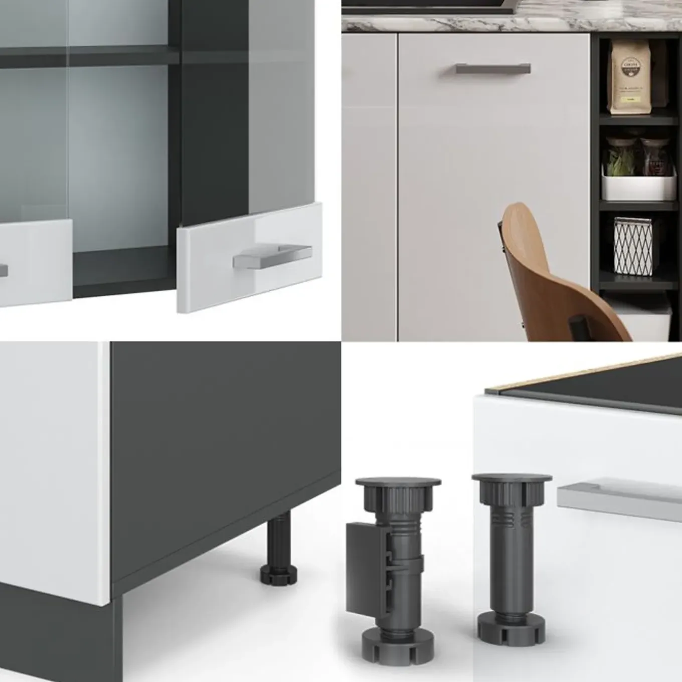 Vicco - Keuken R-line - Hoogglans Wit - Antraciet, 160 Cm