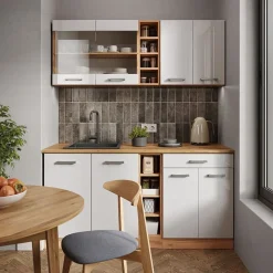 Vicco - Keuken R-line - Hoogglans Wit - Goud Eiken - 160 X 81,6 X 60 Cm