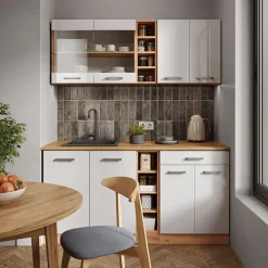 VICCO - Keuken R-line - Hoogglans Wit - Goud Eiken - 160 Cm