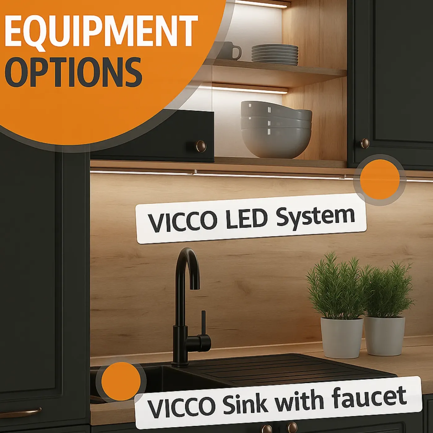 VICCO - Keuken R-line - Hoogglans Wit - Goud Eiken - 160 Cm