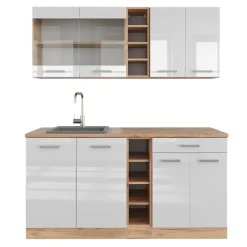 VICCO - Keuken R-line - Hoogglans Wit - Goud Eiken - 160 Cm