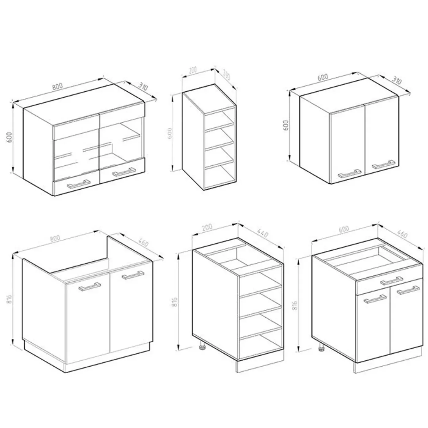 VICCO - Keuken R-line - Hoogglans Wit - Antracietkleurige Strook - 160 X 46 X 81,6 Cm