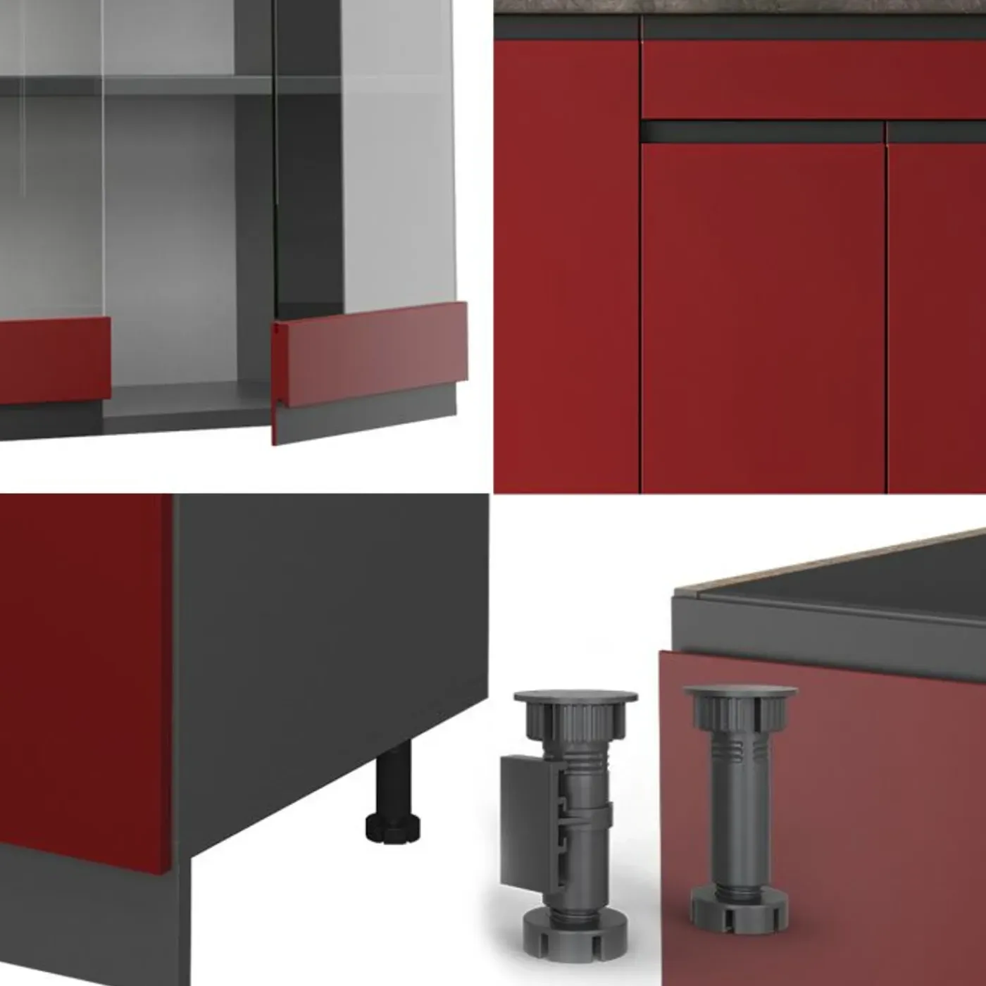 VICCO - Keuken R-line - Rood/antraciet - Blok 140 Cm, Panelen 16 Mm