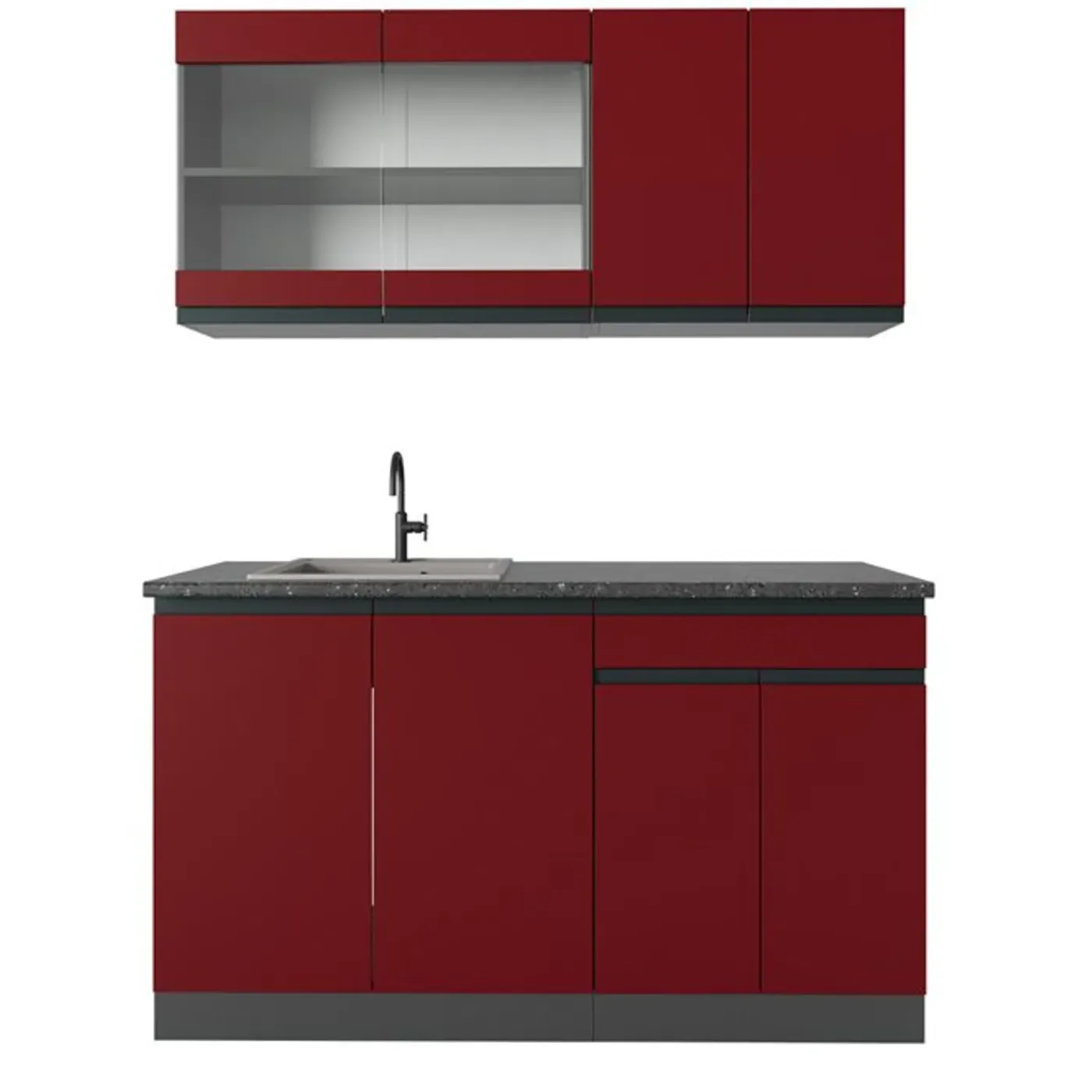 VICCO - Keuken R-line - Rood/antraciet - Blok 140 Cm, Panelen 16 Mm