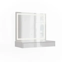 Vicco - Make-uptafel - Led Spiegel Wit - Set Met Wandplank En Lade
