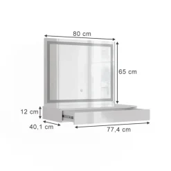 Vicco - Make-uptafel - Led Spiegel Wit - Set Met Wandplank En Lade