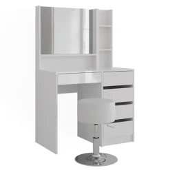 VICCO - Make-uptafel Set - Sherry 4-delig Hoogglans Wit - 89,8 Cm