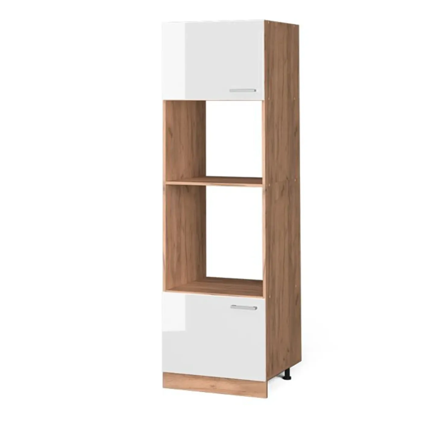 VICCO Microgolfkast Rline, 60cm, Wit Hoogglans/gouden Eiken, 37113