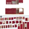 Vicco - Modulaire Complete Keuken - R-line - Hoogglans Rood Gouden Eik - 240 Cm