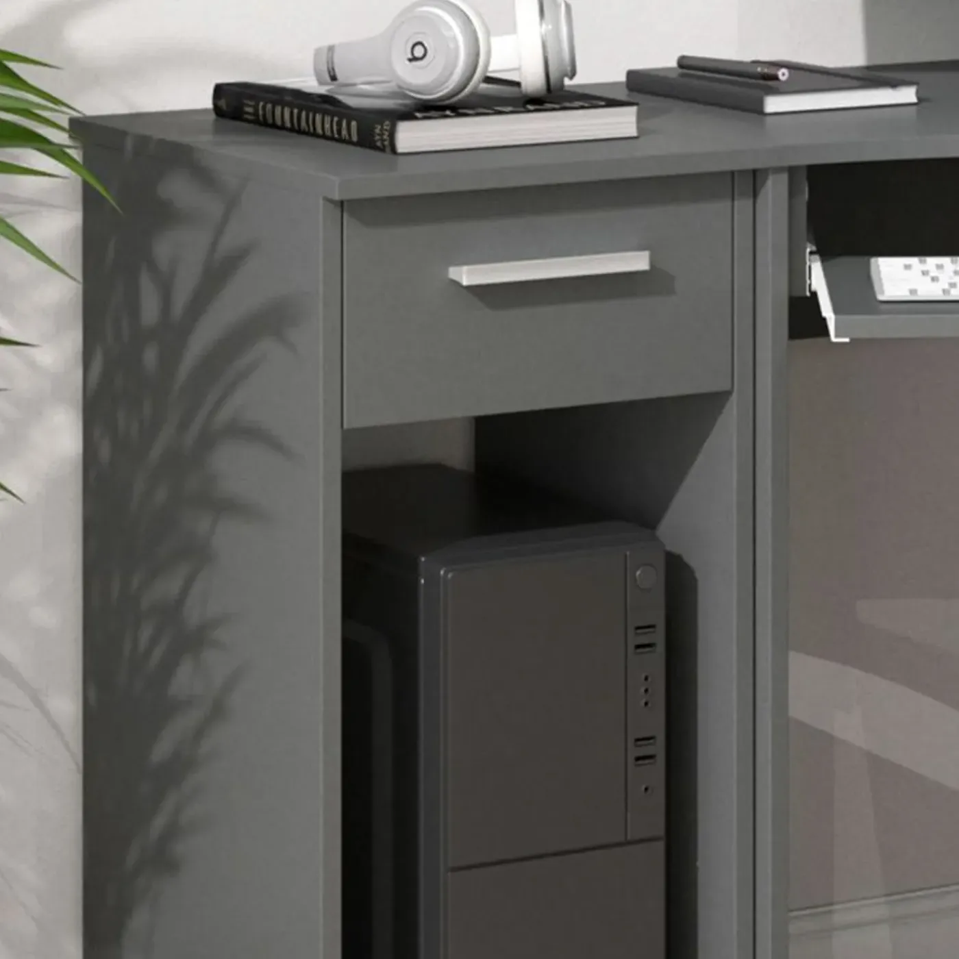 VICCO - Odin Pc-kast - Compact Antraciet Voor Kantoor - 35,1 X 45 Cm