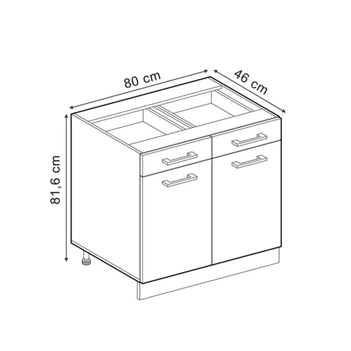 Vicco - Onderkast - Zwart Hoogglans/wit - 80 Cm