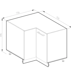 VICCO - R-line Hoekmeubel - Gouden Eiken “force” - Werkblad Marmerlook, 75,6 X 81,6 X 60 Cm