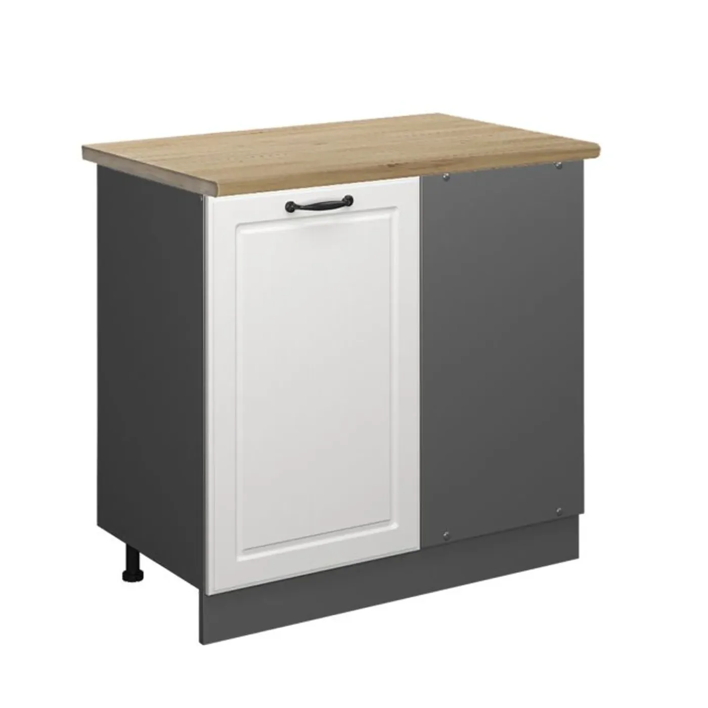 VICCO - R-line Hoekmeubel - Landelijk Wit - Werkblad Eiken, 86 X 81,6 X 60 Cm