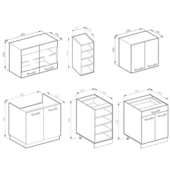 VICCO - R-line Keuken - 160 Cm - Werkblad Marmer, Landelijk Wit/wit