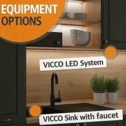 VICCO - R-line Keuken - 160 Cm - Werkblad Marmer, Landelijk Wit/wit