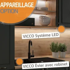 VICCO Rline Keuken, 240 Cm Zonder Werkblad, Gouden Eik/antraciet,