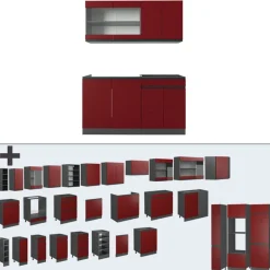 Vicco - R-line Keuken J-shape - Rood/antraciet - 140 X 82 X 46 Cm