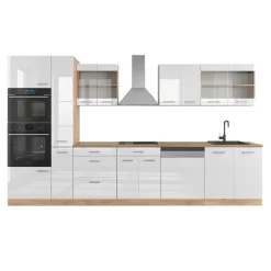 VICCO R-line Modulaire Keuken 350 Cm Hoogglans Wit/goud Eik