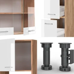 VICCO R-line Modulaire Keuken 350 Cm Hoogglans Wit/goud Eik