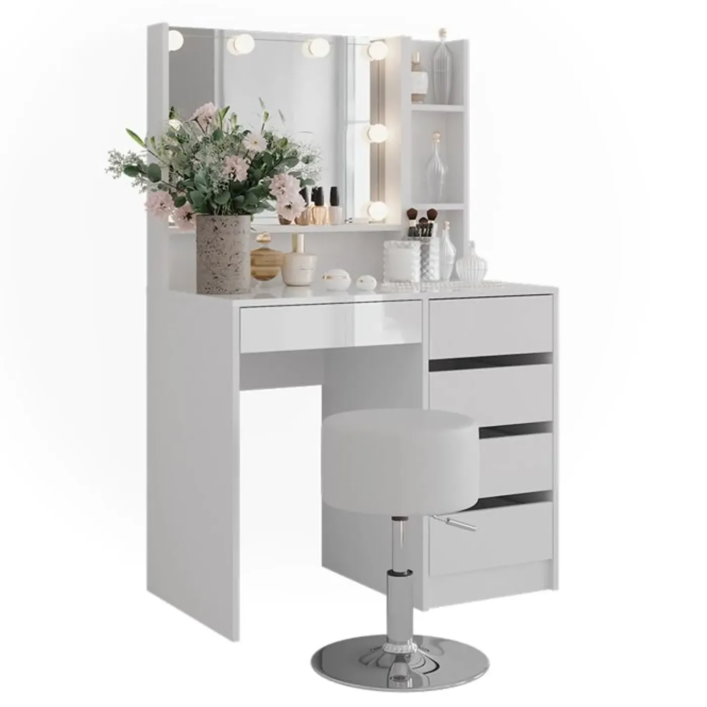 VICCO Sherry 5-delige Make-uptafel Set Met Spiegel En Led 89,8 Cm