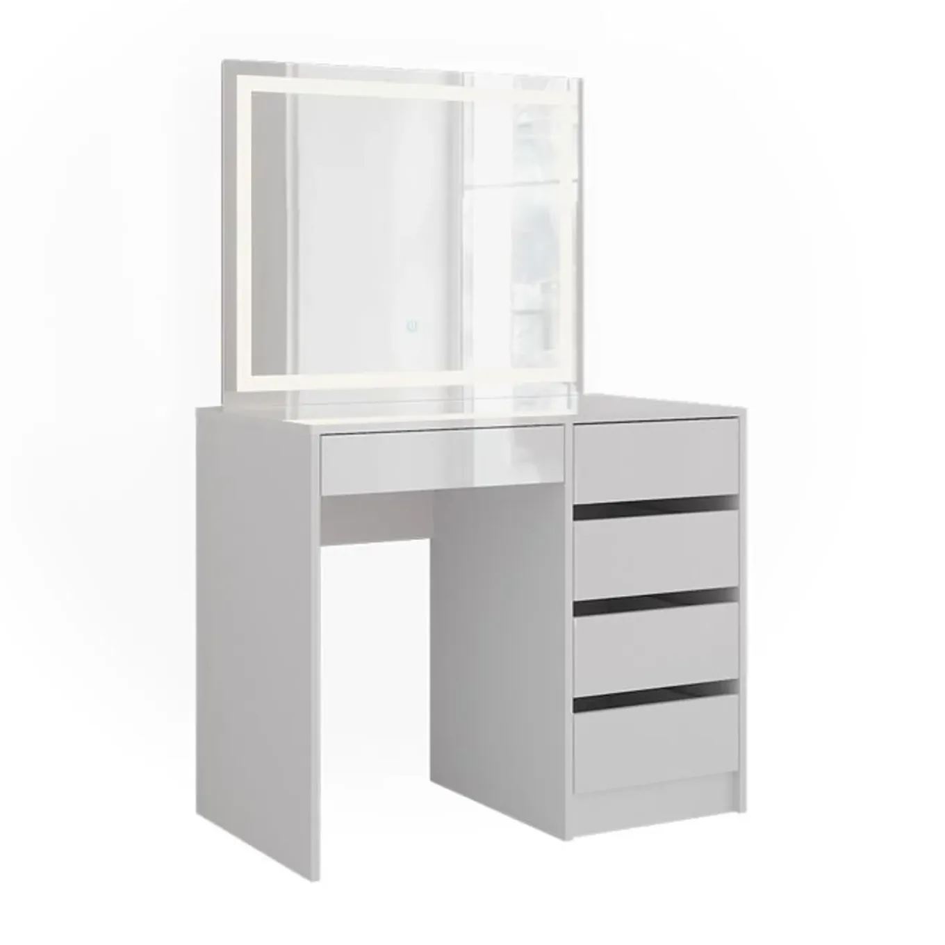 Vicco - Sherry Kaptafel Met Led-spiegel - Wit Hoogglans - 89,8 Cm - 3 Lades