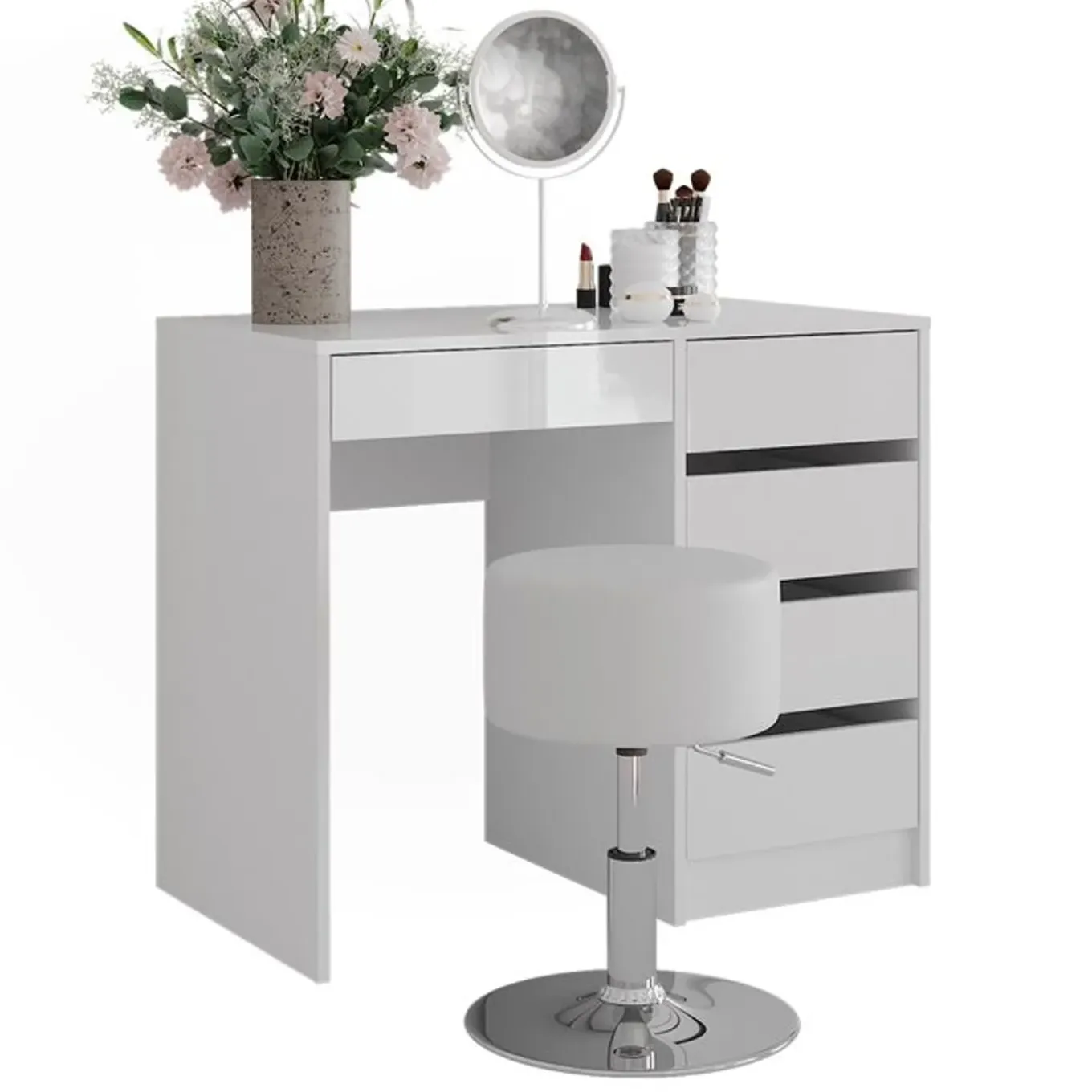 Vicco Sherry - Kaptafel - Wit Hoogglans - 89,8 Cm