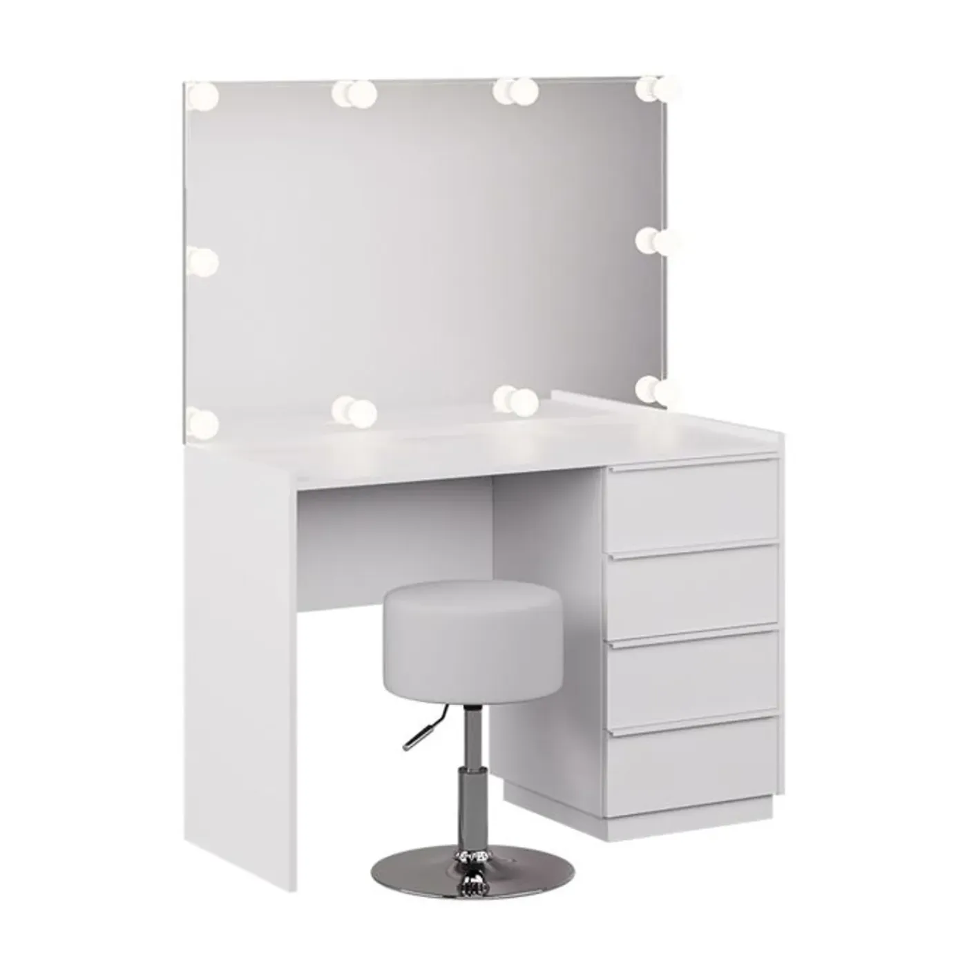 VICCO Viktoria Kaptafelset Wit 110 Cm Met Spiegel, Led En Kruk