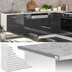 Vicco - Werkblad - Witte Marmerstijl, Compacte Afmetingen - 45 Cm