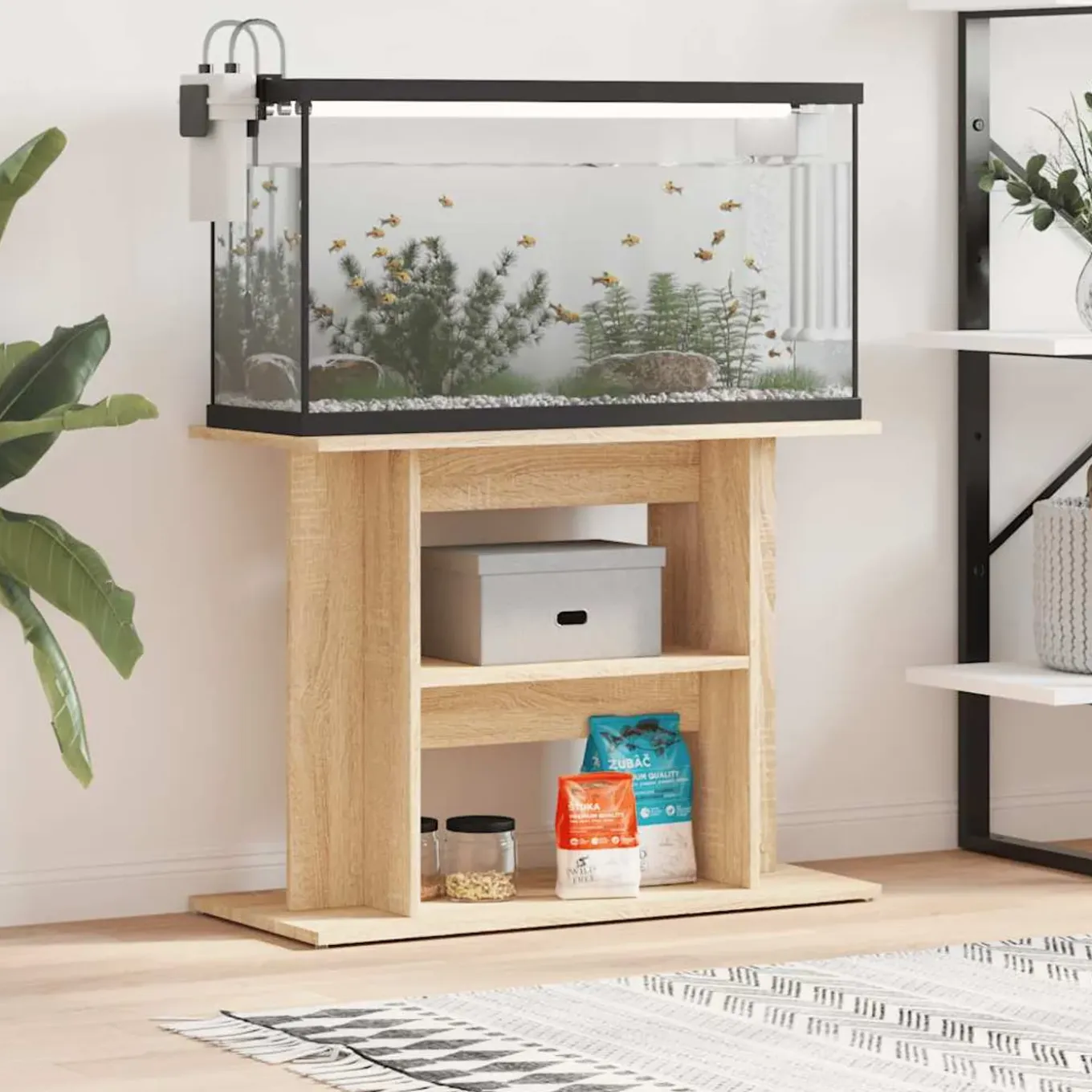 Vidaxl -aquariumkast -bruin -80 X 35 X 60 Cm -bewerkt Hout