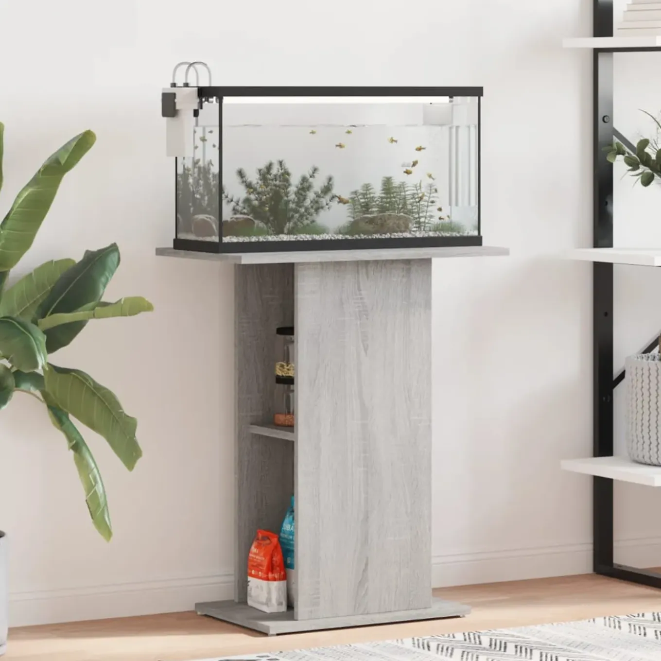 Vidaxl -aquariumkast -grijs -60.5 X 36 X 72.5 Cm -bewerkt Hout