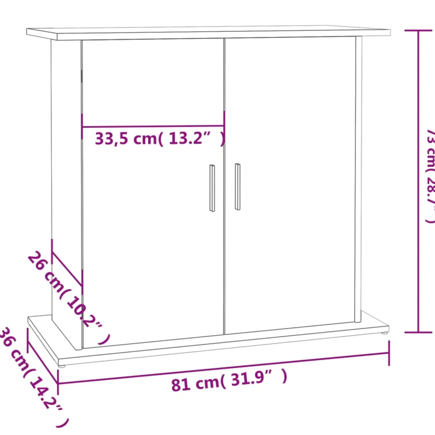 vidaXL -aquariumkast -wit -81 X 36 X 73 Cm -bewerkt Hout