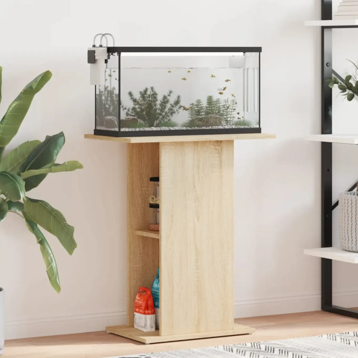 Vidaxl -aquariumstandaard -bruin -60.5 X 36 X 72.5 Cm -bewerkt Hout