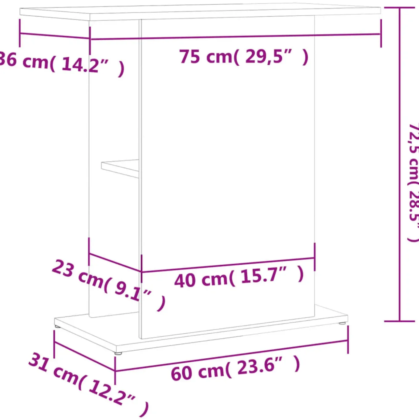 Vidaxl -aquariumstandaard -bruin -75 X 36 X 72.5 Cm -bewerkt Hout