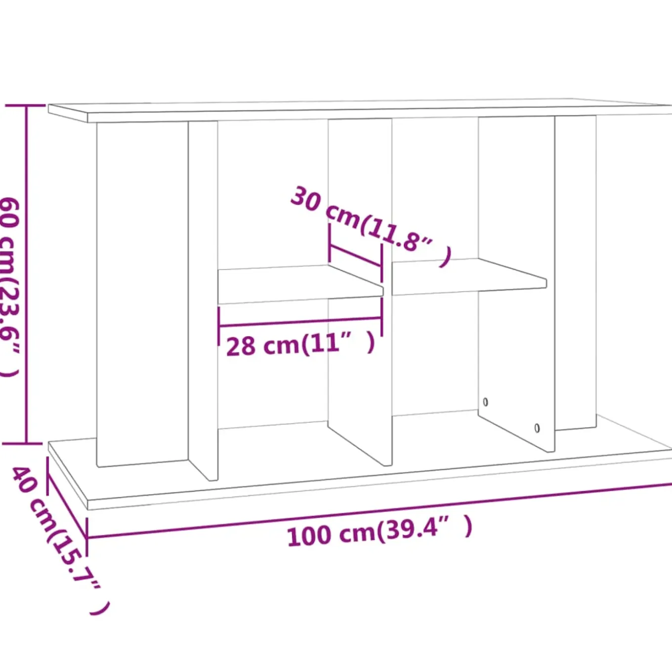 Vidaxl -aquariumstandaard -bruin -100 X 40 X 60 Cm -bewerkt Hout