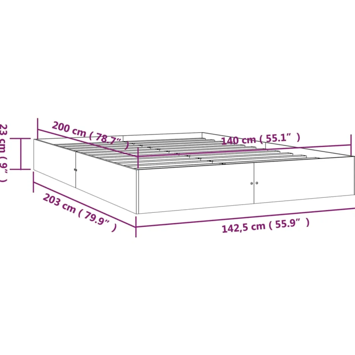 vidaXL Bedframe Bruin 140 X 200 Cm Bed