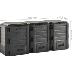 Vidaxl -compostbak -zwart -1200 L -kunststof