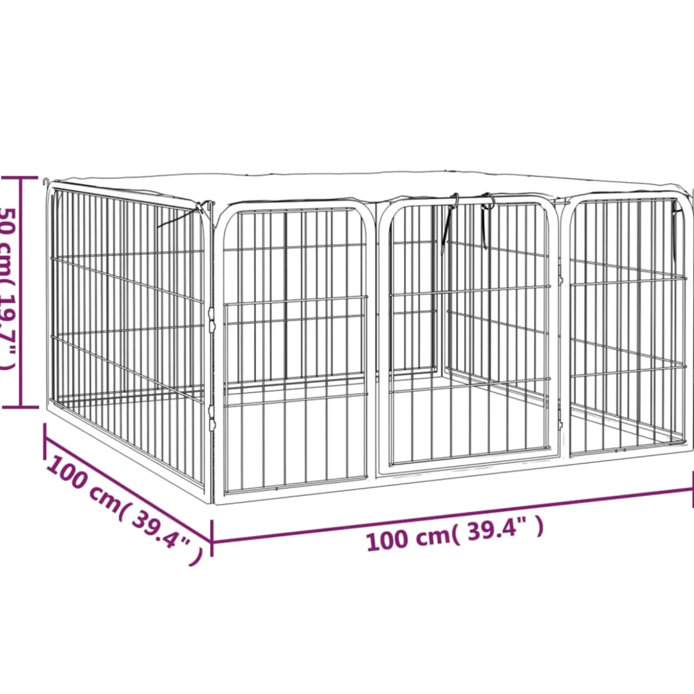 Vidaxl Hondenren Zwart 100 X 100 X 50 Cm Dierenren