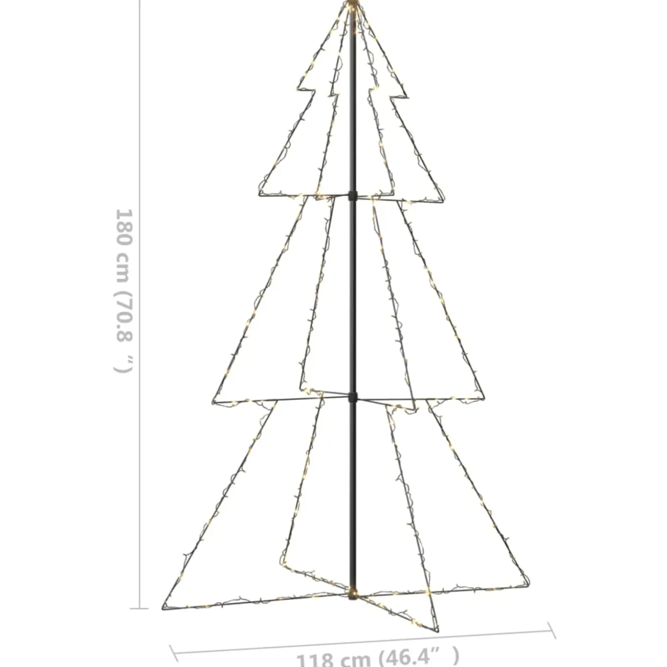Vidaxl -kerstkegelboom -wit -180 X 118 Cm -metaal
